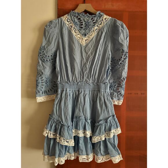 LoveShackFancy Isidore Swiss Dot Cotton Eyelet Ruffle Mini Dress - Picture 5 of 5